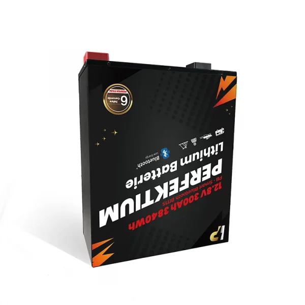 Perfektium PB SERIES Batterie au lithium LiFePO4 12,8V 300Ah Smart BMS avec Bluetooth-5