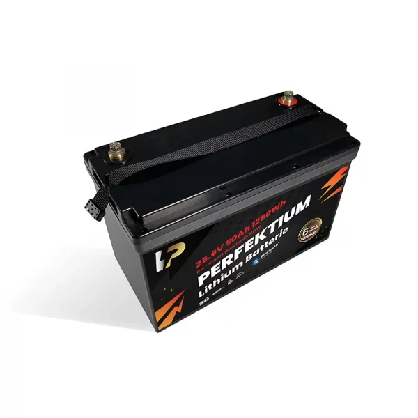 Perfektium PB SERIES Batterie au lithium LiFePO4 25,6V 50Ah Smart BMS avec Bluetooth-5
